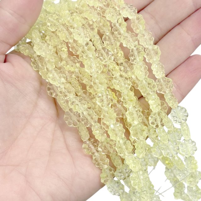 CRISTAL CHECO AMARILLO FLOR 8MM (X TIRA)