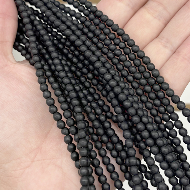 CRISTAL CHECO BOLITA 4MM NEGRO MATE (X TIRA)