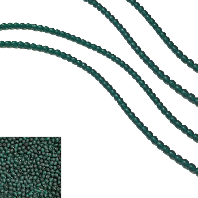 CRISTAL CHECO BOLITA 4MM VERDE OSCURO MATE (X TIRA)