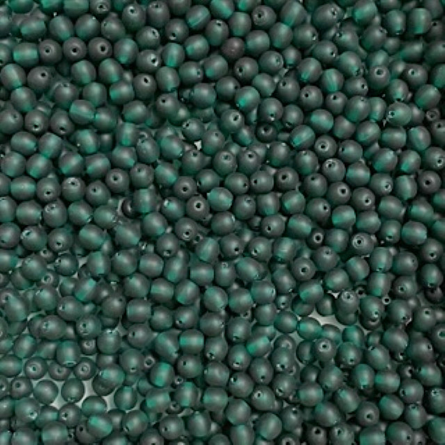 CRISTAL CHECO BOLITA 4MM VERDE OSCURO MATE (X TIRA)