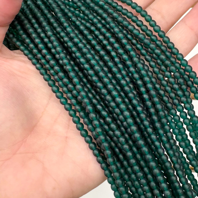 CRISTAL CHECO BOLITA 4MM VERDE OSCURO MATE (X TIRA)