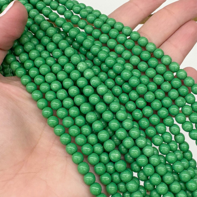 CRISTAL CHECO BOLITA 6MM VERDE (X TIRA)