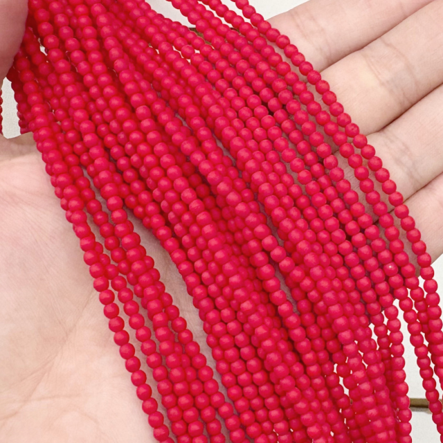 CRISTAL CHECO BOLITA 3MM ROJO MATE (X TIRA)