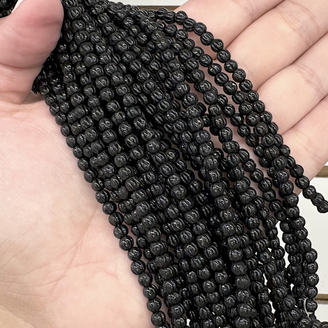 CRISTAL CHECO NEGRO BOLITA RAYADA 4.5MM (X TIRA)