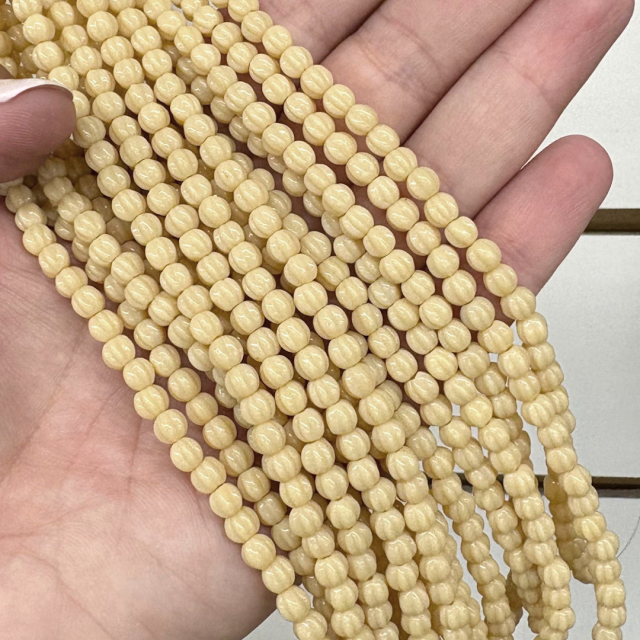 CRISTAL CHECO BEIGE BOLITA RAYADA 5MM (X TIRA)