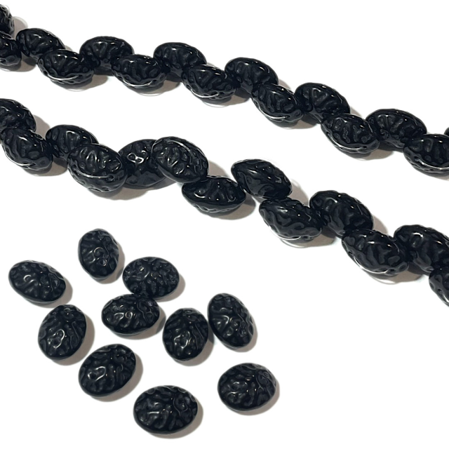 CRISTAL CHECO NEGRO 18X14MM - 2 AGUJEROS (X TIRA)