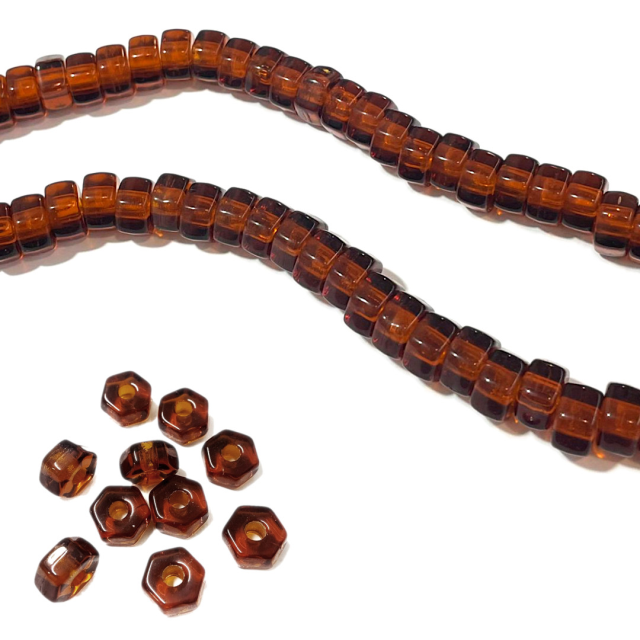 CRISTAL CHECO MARRON TUERCA 10X6X3.5MM (X TIRA)