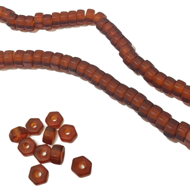 CRISTAL CHECO MARRON TUERCA 10X6X3.5MM - MATE (X TIRA)