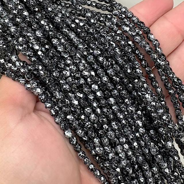 CRISTAL CHECO FACETADO 4MM JASPEADO NEGRO-PLATEADO (X TIRA)