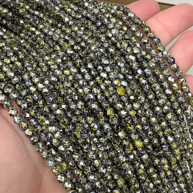 CRISTAL CHECO FACETADO 4MM JASPEADO NEGRO-AMARILLO (X TIRA)