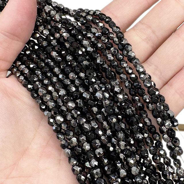 CRISTAL CHECO FACETADO 4MM NEGRO-PLATEADO (X TIRA)