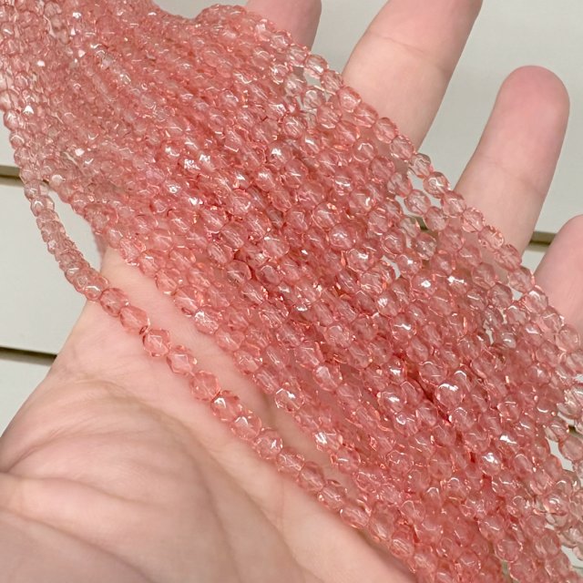CRISTAL CHECO FACETADO 4MM TRANSPARENTE ROSADO (X TIRA)