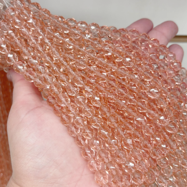 CRISTAL CHECO FACETADO 8MM TRANSPARENTE ROSADO (X TIRA)