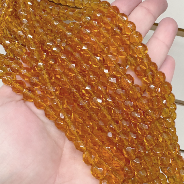 CRISTAL CHECO FACETADO 8MM TRANSPARENTE AMBAR (X TIRA)