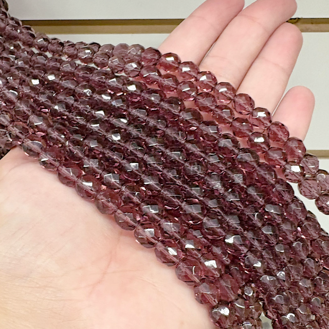 CRISTAL CHECO FACETADO 8MM TRANSPARENTE VIOLETA (X TIRA)