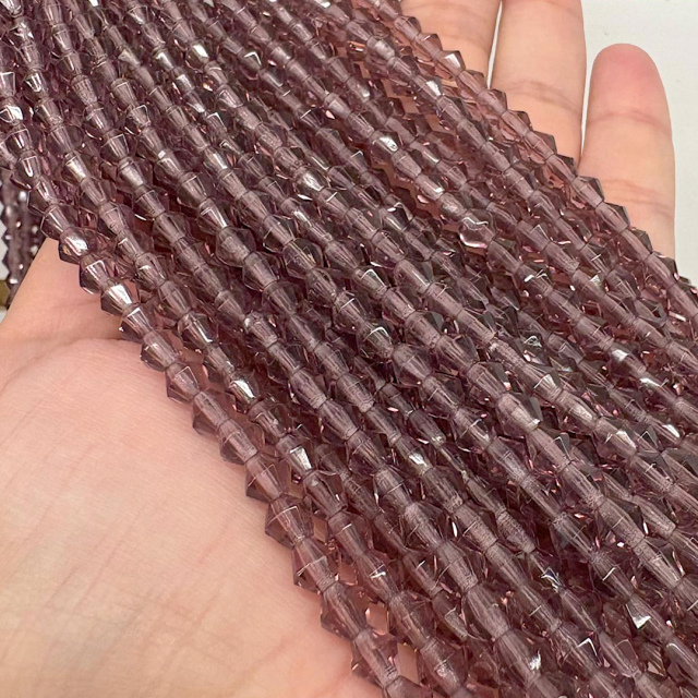 CRISTAL CHECO FACETADO ROMBO 5MM TRANSPARENTE VIOLETA (X TIRA)