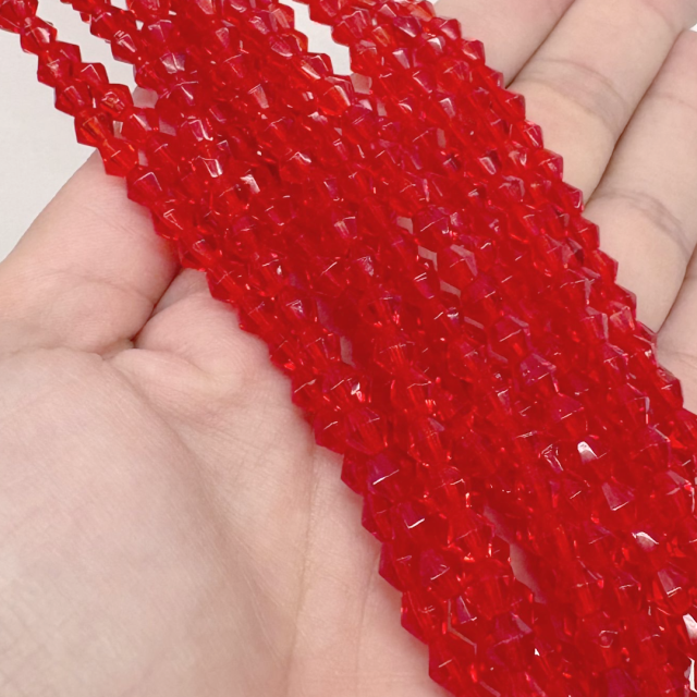 CRISTAL CHECO FACETADO ROMBO 5MM TRANSPARENTE ROJO (X TIRA)