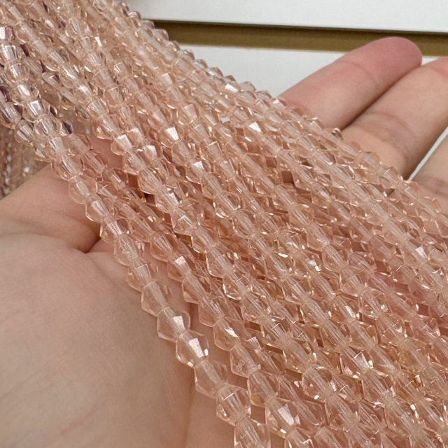 CRISTAL CHECO FACETADO ROMBO 5MM TRANSPARENTE ROSADO (X TIRA)