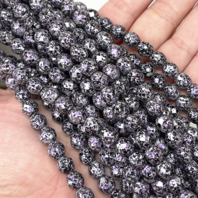 CRISTAL CHECO FACETADO 8MM JASPEADO VIOLETA (X TIRA)