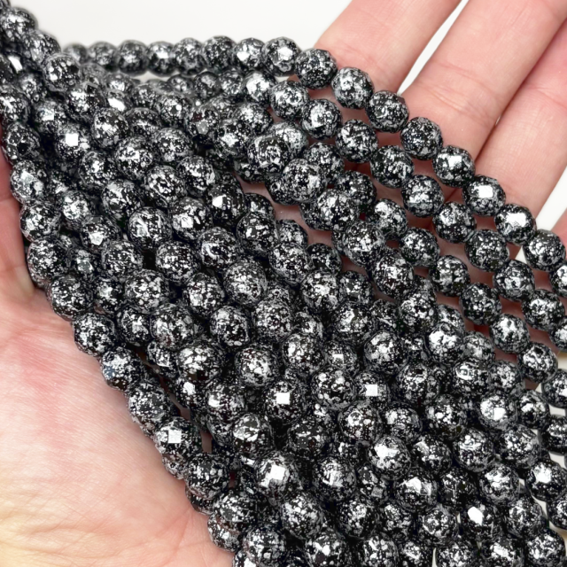 CRISTAL CHECO FACETADO 8MM JASPEADO GRIS (X TIRA)