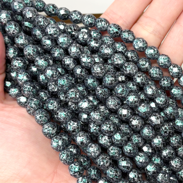 CRISTAL CHECO FACETADO 8MM JASPEADO VERDE (X TIRA)