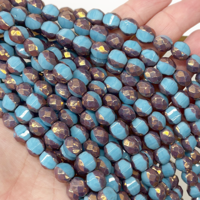 CRISTAL CHECO FACETADO 8MM BICOLOR CELESTE (X TIRA)