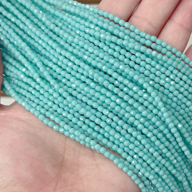 CRISTAL CHECO FACETADO 3MM TURQUESA (X TIRA)