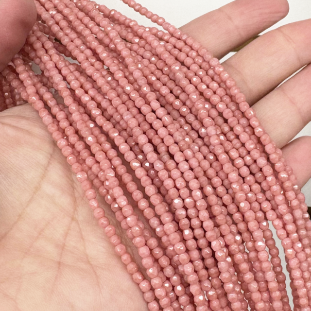 CRISTAL CHECO FACETADO 3MM ROSADO (X TIRA)