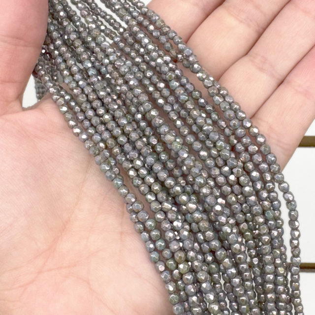 CRISTAL CHECO FACETADO 3MM GRIS VERDE VIOLETA (X TIRA)