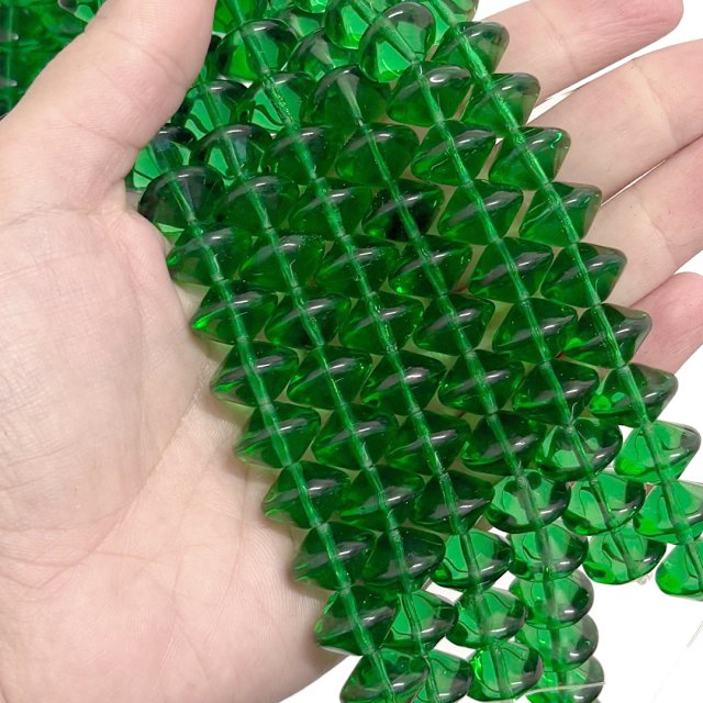 CRISTAL CHECO VERDE ROMBO V13 10X14MM (X TIRA)