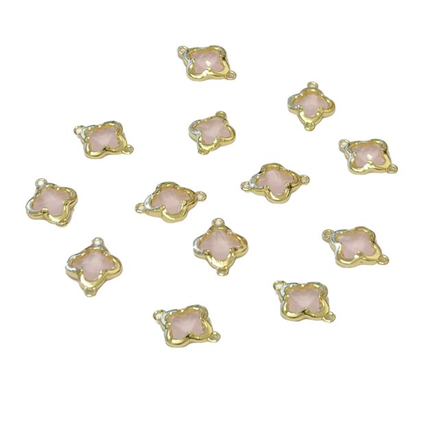DIJE CRUZ CRISTAL 8MM - ROSADO (ENGARCE DOBLE)
