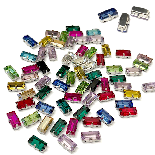 STRASS RECTANGULAR 5X10MM PARA COSER/PEGAR - SURTIDOS