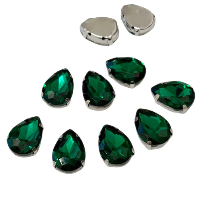 CRISTAL LAGRIMA CON CAJA 18X13MM - VERDE