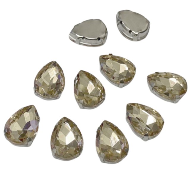 CRISTAL LAGRIMA CON CAJA 18X13MM - GRIS HUMO/BEIGE