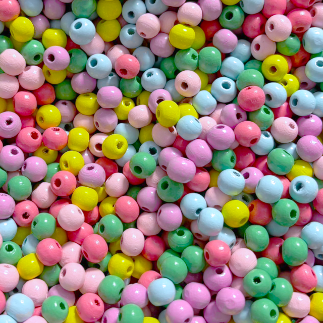 CUENTAS MADERA BOLITA 6X5MM - SURTIDAS