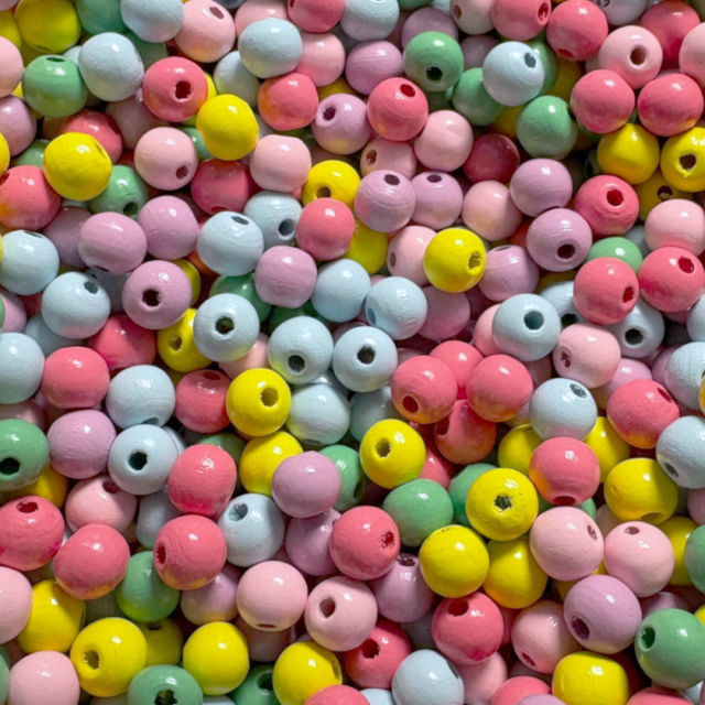 CUENTAS MADERA BOLITA 8X7MM - SURTIDAS