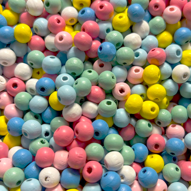 CUENTAS MADERA BOLITA 8X7MM - SURTIDAS