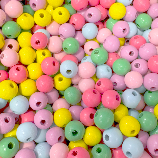 CUENTAS MADERA BOLITA 10X9MM - SURTIDAS