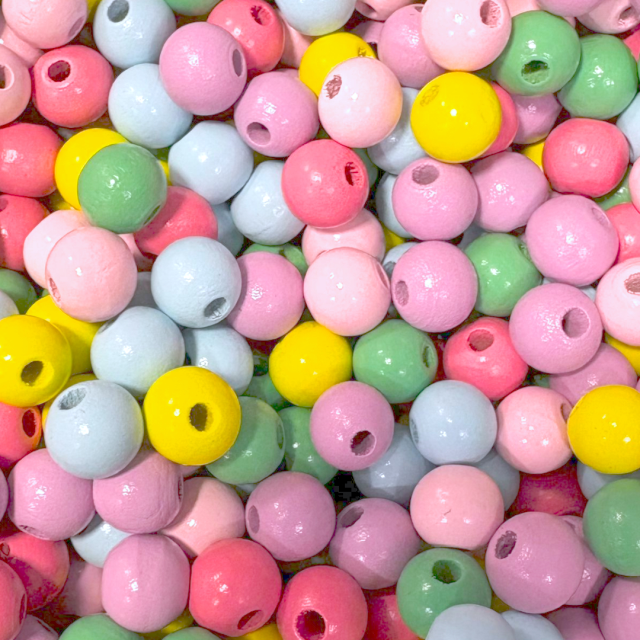 CUENTAS MADERA BOLITA 12X10MM - SURTIDAS