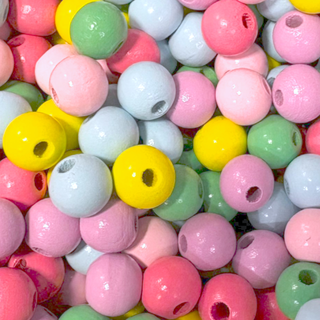 CUENTAS MADERA BOLITA 16X15MM - SURTIDAS