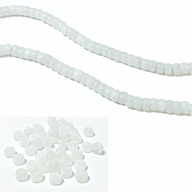 CRISTAL CHECO DONA 6X4MM BLANCO LECHOSO (X TIRA)