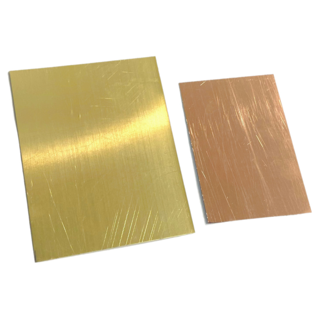 CHAPA LATON 0.5MM(10X12.5CM)+CHAPA COBRE 0.5MM(7X10CM) APROX -BELLAS ARTES