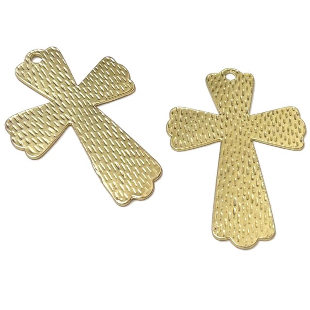 DIJE CRUZ XL 63X44MM - DORADO MATE