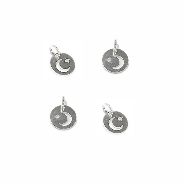 DIJE MEDALLA 10MM LUNA - ESTRELLA - PLATA 925