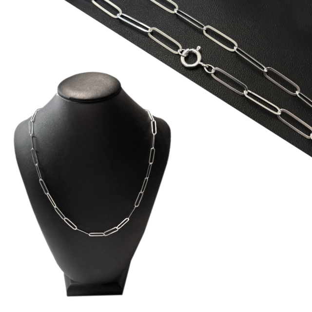 CADENA ARMADA CLIP GRUESA - DERECHA 16X4X0.4MM X 60CM - PLATA 925