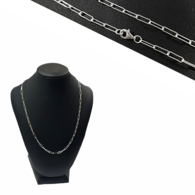 CADENA ARMADA CLIP - DERECHA 9X3X0.6MM X 60CM - PLATA 925