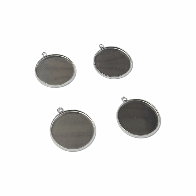 BASE MEDALLA REDONDA (20MM INTERIOR) ACERO - PARA RESINA