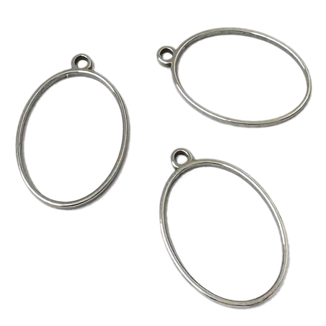 BASE MEDALLA HUECA OVAL (26X19MM INT) ACERO - PARA RESINA