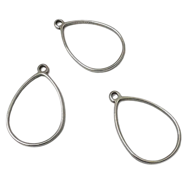 BASE MEDALLA HUECA LAGRIMA (25X18MM INT) ACERO - PARA RESINA