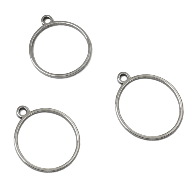 BASE MEDALLA HUECA REDONDA (20MM INT) ACERO - PARA RESINA